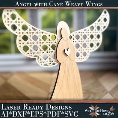 Angel with Cane Weave Wings Laser cut file