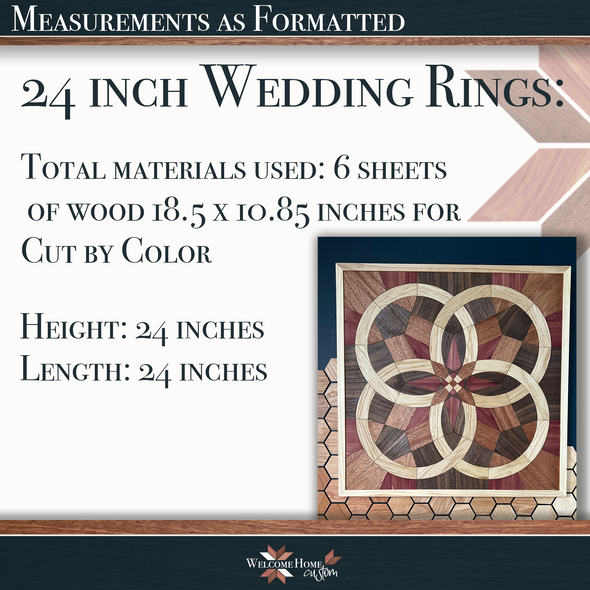 Wedding Rings BIG Bundle with Quilt, DIY Quilt, 18 inch and 9 inch wall hanging laser cut files
