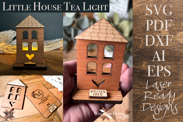 Little House Tea Light Scrap Buster - Laser cut file