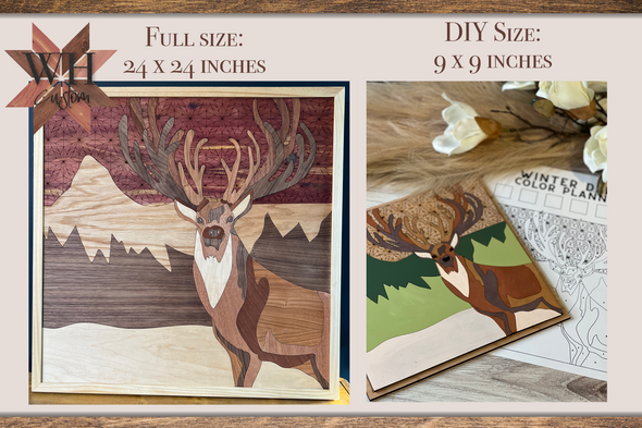 Winter Deer with or without snow with DIY option laser cut file bundle