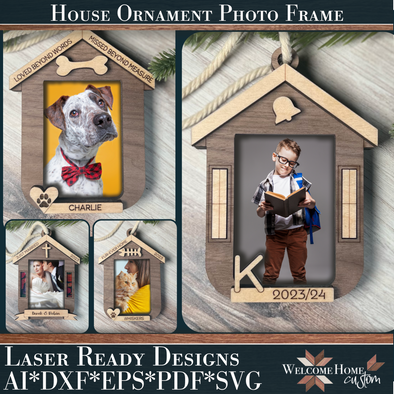 House Frame Ornaments | Great for School Photos, Dog and Cat Photos and Weddings!