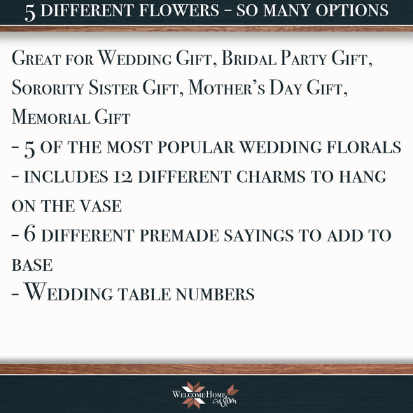 Floral Bouquet Decor with Table Numbers - Laser Ready Designs