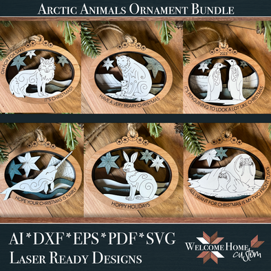 Arctic Animal Ornament Bundle - Laser Ready Designs in EPS, AI, PDF, SVG, DFX