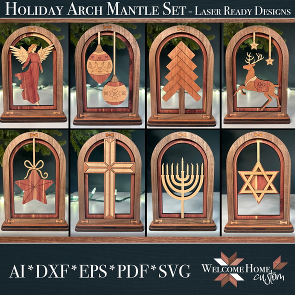 Holiday Arch Mantel Decor Bundle - Laser Ready Design