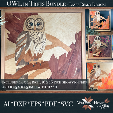 Owl in Trees 16 and 24 inch showstopper with DIY - Laser Ready Design