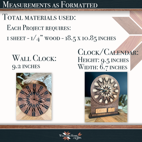 Clock with Calendar and Wall Clock Bundle - Laser Ready Designs