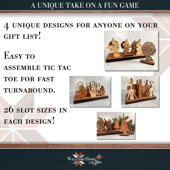 Tic Tac Toe File Set - Wine, Butterflies, Tea, and Big Foot