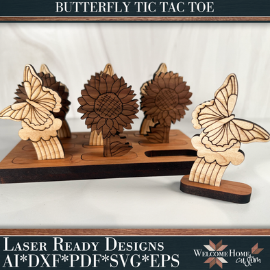 Tic Tac Toe File Set - Butterflies and Rainbows