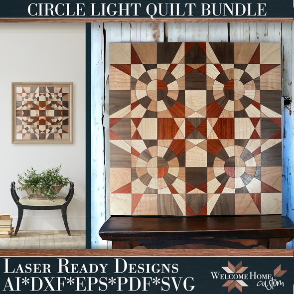 Circle Light Quilt 16x16 Showstopper with DIY Option - Laser Ready Designs