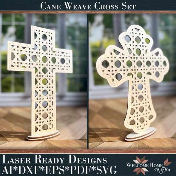 Cane Weave Cross Home Decor File Set for laser cutting