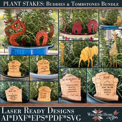 Plant Stakes Buddies and Tombstones - Laser Ready Designs