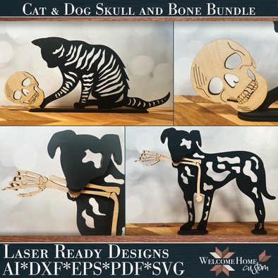 Halloween Cat and Dog window sitters - digital download for laser cutters