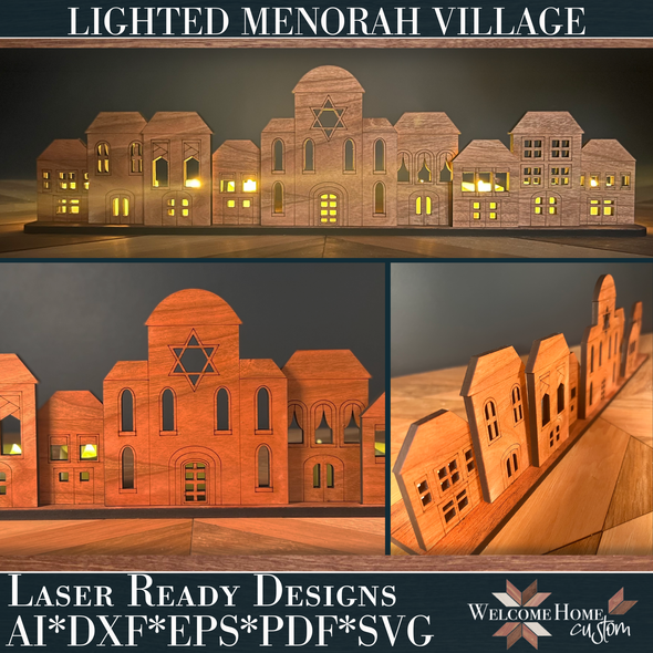 Menorah Village laser cut file