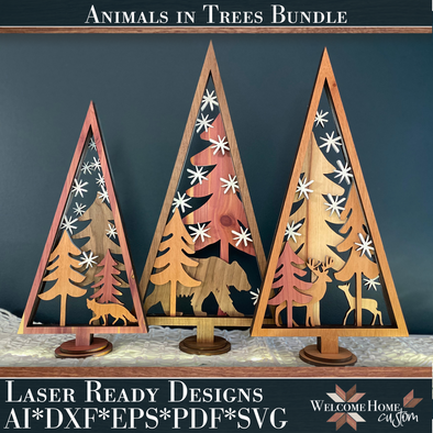 Animals in Winter Laser cut bundle - includes bear, fox, and deer designs