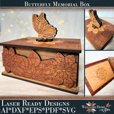 Butterfly Memorial Keepsake Box Laser cut file