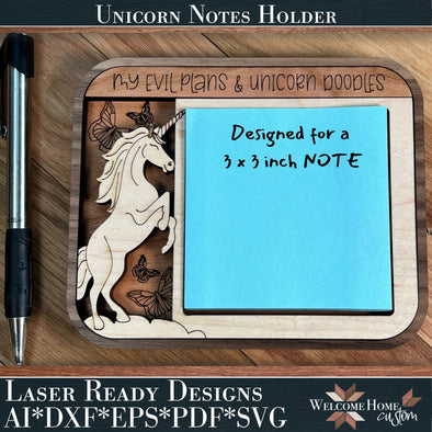 Unicorn Notes Holder - Laser ready design