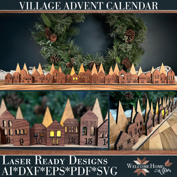 Village Advent calendar laser design file