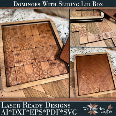 Dominoes Game Set with Box - Laser Ready Design