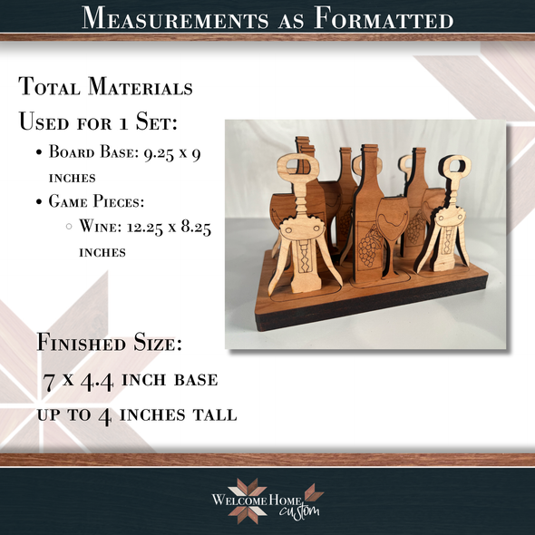 Tic Tac Toe File Set - Wine with Glass and Corkscrew - Laser Ready Design