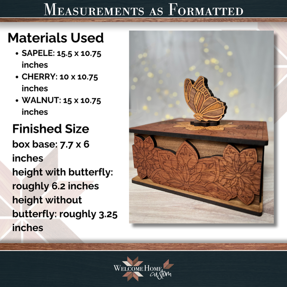 Butterfly Memorial Keepsake Box Laser cut file