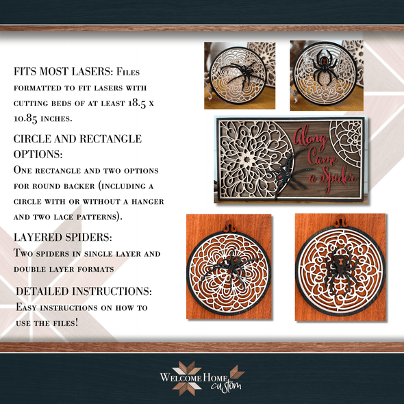 Along Came a Spider Bundle - digital download for laser cutters - Welcome Home Custom