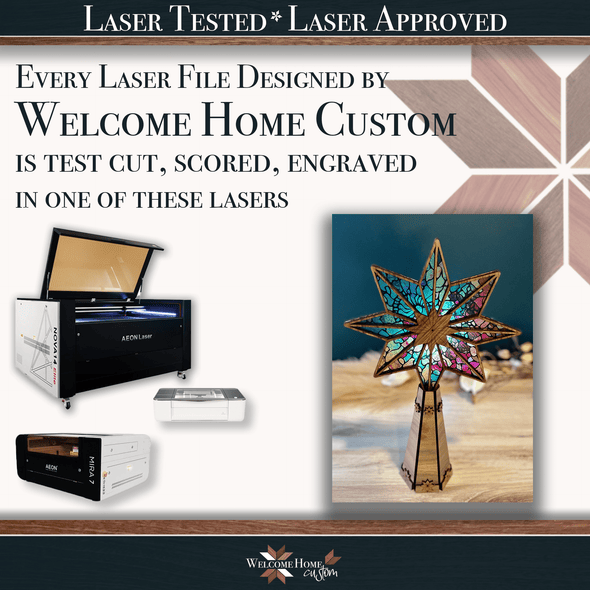 Angel and Star Tree Topper Bundle with Ornaments - Laser Ready Files - Welcome Home Custom