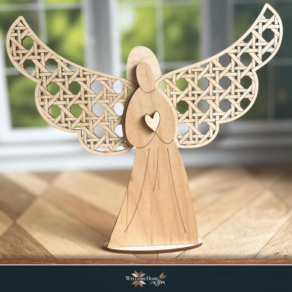 Angel with Cane Weave Wings Laser cut file - Welcome Home Custom