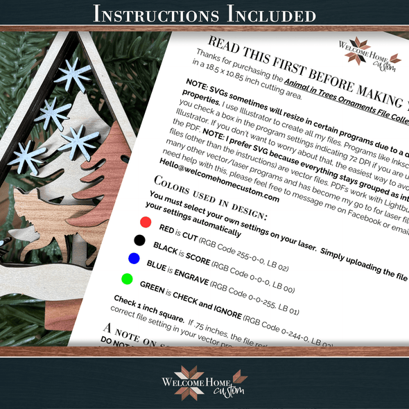 Animal Ornaments laser cut files Bundle - Woodland animals Christmas Ornaments - Welcome Home Custom