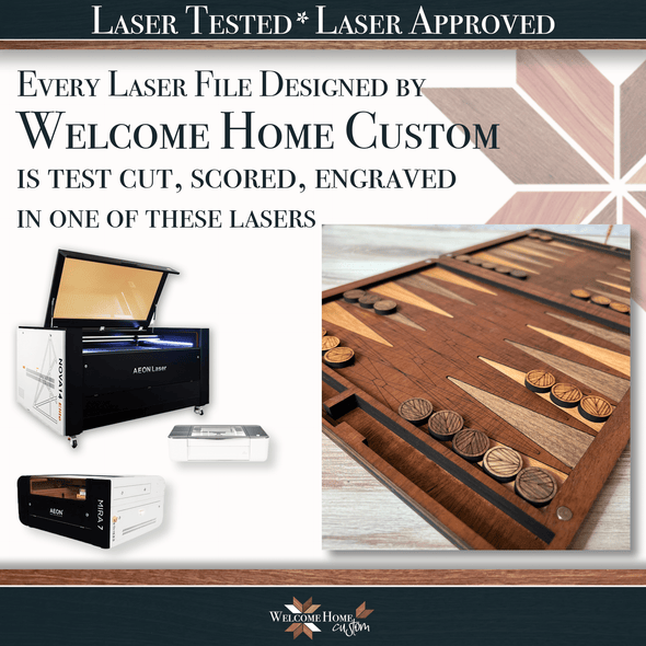 Backgammon Game laser cut design with bonus ornament - Welcome Home Custom