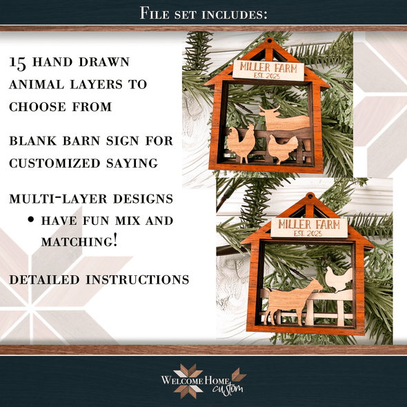 Barn Animal Customizable Ornament Bundle - Welcome Home Custom