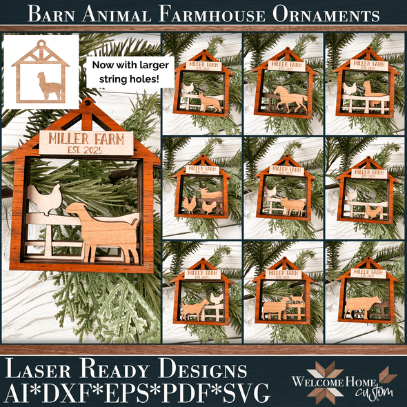 Barn Animal Customizable Ornament Bundle - Welcome Home Custom