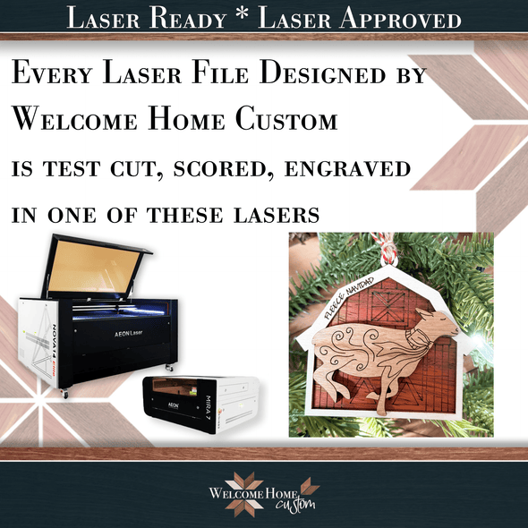 Barnyard Animal Ornaments with Barn - Laser Ready Designs - Welcome Home Custom