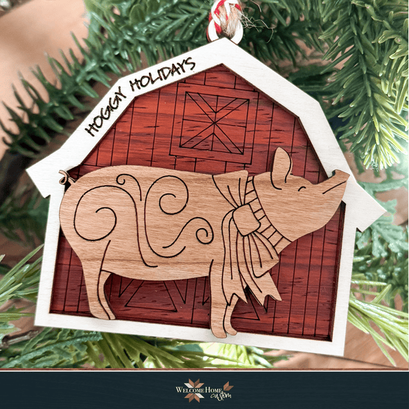 Barnyard Animal Ornaments with Barn - Laser Ready Designs - Welcome Home Custom
