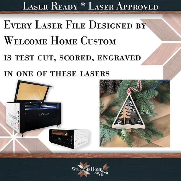 Bear Ornament laser cut files - Family Personalized Ornament - Digital File Download - Welcome Home Custom