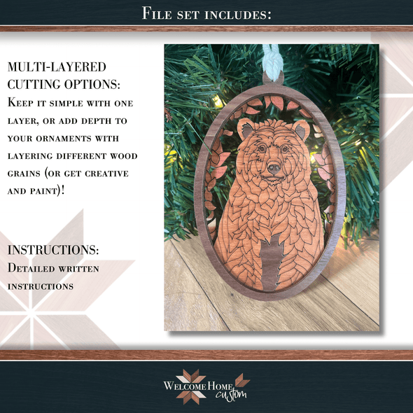 Bear Showstopper Ornament - Laser Ready File - Welcome Home Custom