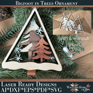 BIGFOOT Ornament laser cut files - Digital File Download - Welcome Home Custom