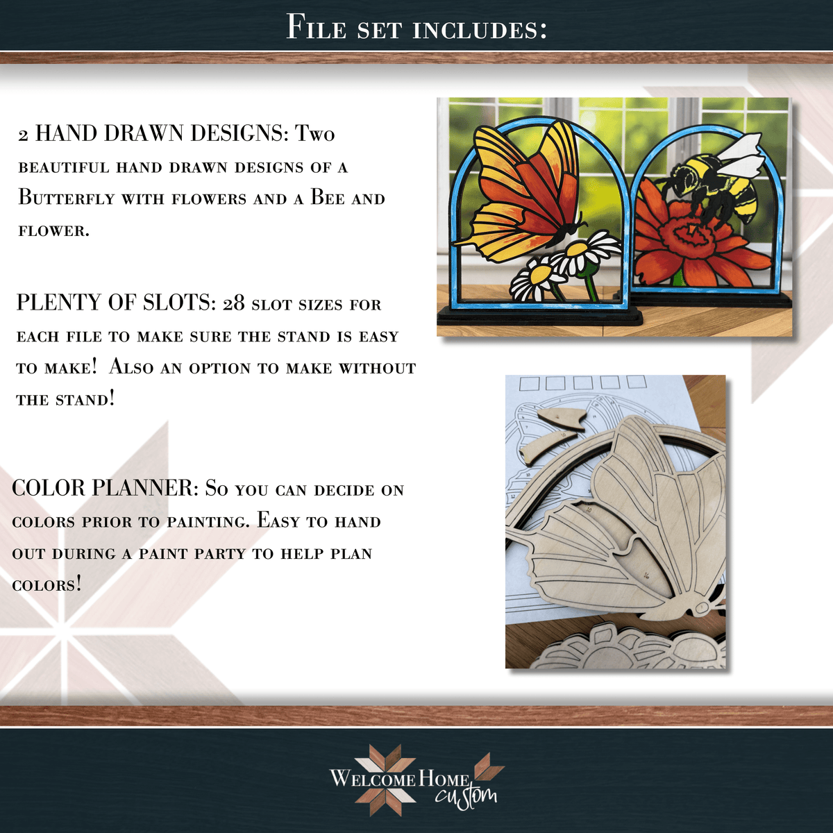 Butterfly & Bee DIY Paint Kit SVG | Laser Cut File – Welcome Home Custom