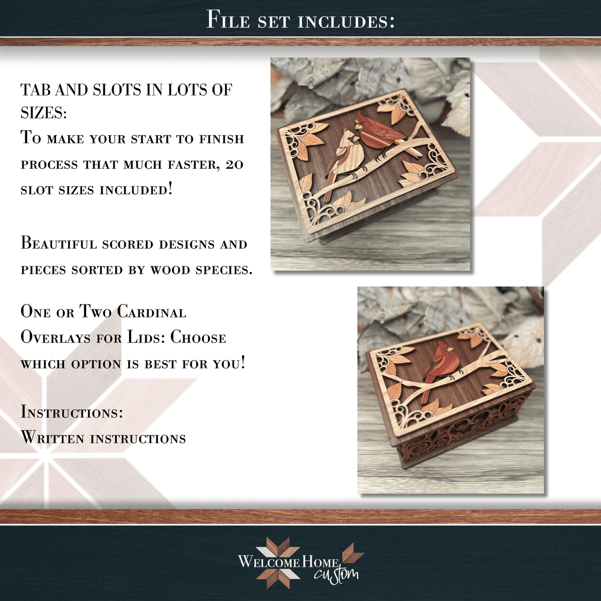 Cardinal Memorial Keepsake Box - Laser Ready Design – Welcome Home Custom