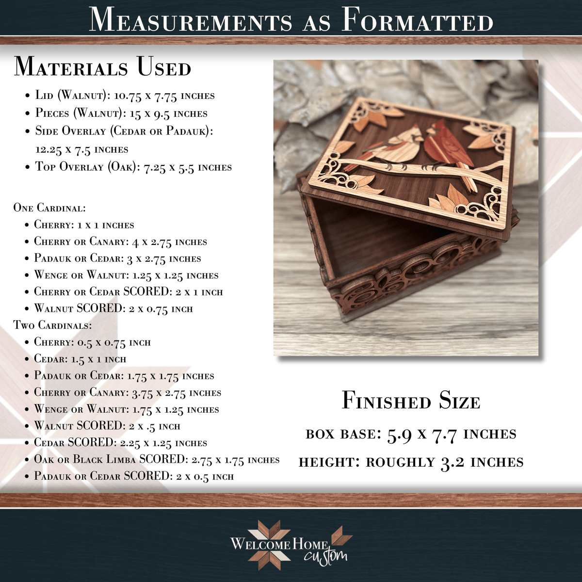 Cardinal Memorial Keepsake Box - Laser Ready Design – Welcome Home Custom