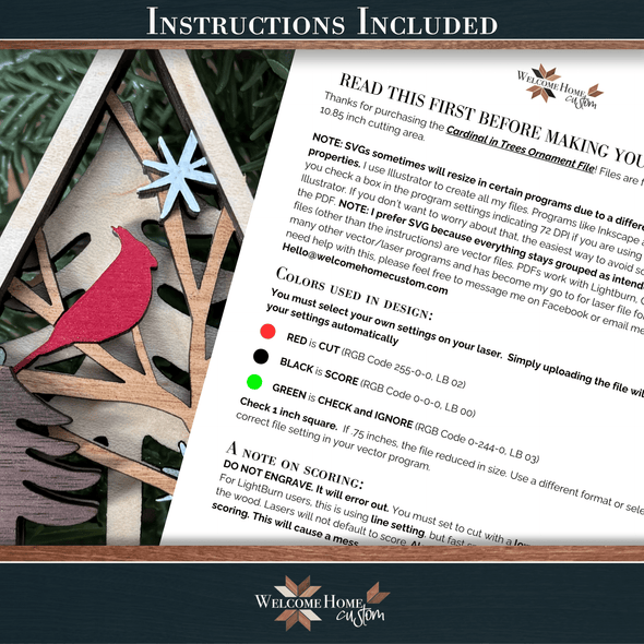 Cardinal Ornament laser cut files - Memorial Ornament - Digital File Download - Welcome Home Custom