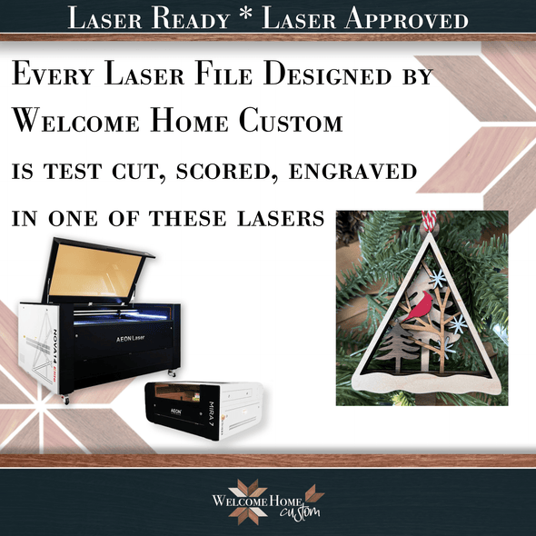 Cardinal Ornament laser cut files - Memorial Ornament - Digital File Download - Welcome Home Custom