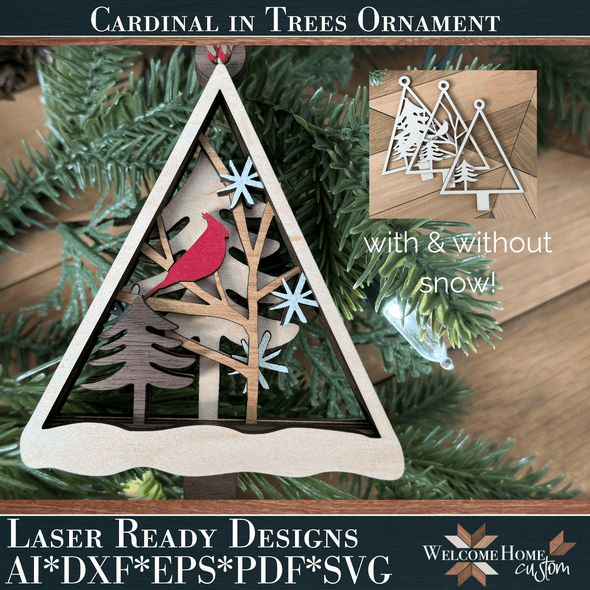 Cardinal Ornament laser cut files - Memorial Ornament - Digital File Download - Welcome Home Custom