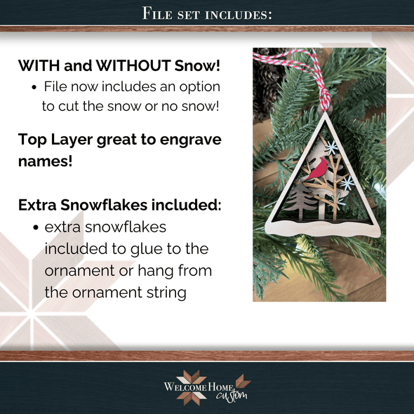 Cardinal Ornament laser cut files - Memorial Ornament - Digital File Download - Welcome Home Custom