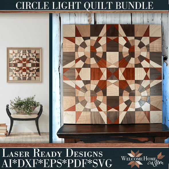 Circle Light Quilt 16x16 Showstopper with DIY Option - Laser Ready Designs - Welcome Home Custom