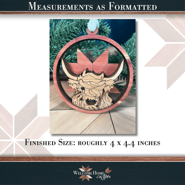 Cow Showstopper Ornament - Laser Ready File - Welcome Home Custom