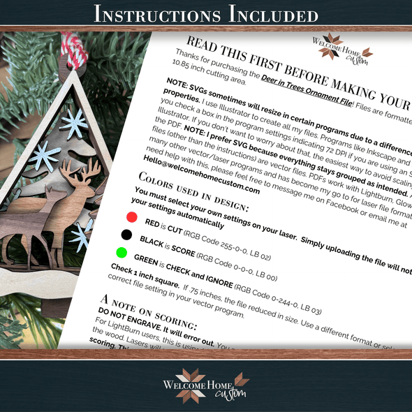 Deer Ornament laser cut files - Family Personalized Ornament - First Christmas - Welcome Home Custom