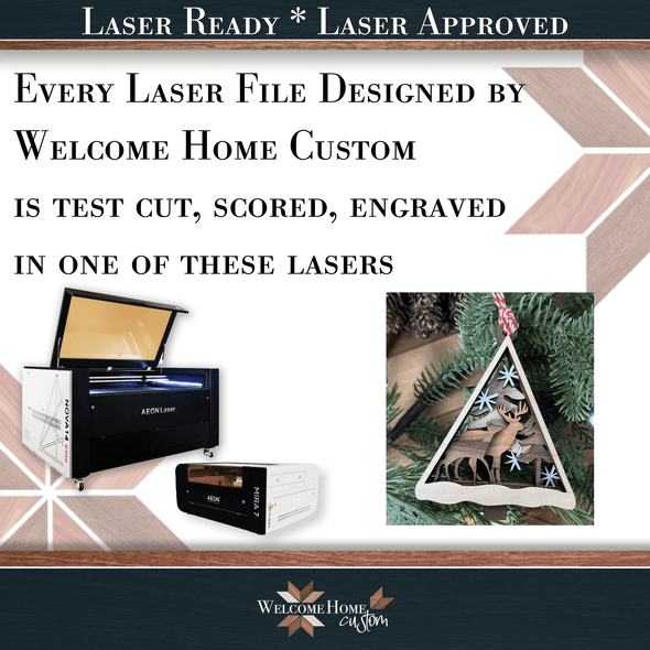 Deer Ornament laser cut files - Family Personalized Ornament - First Christmas - Welcome Home Custom