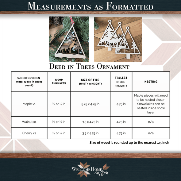 Deer Ornament laser cut files - Family Personalized Ornament - First Christmas - Welcome Home Custom