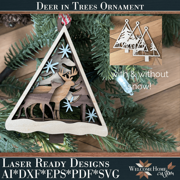 Deer Ornament laser cut files - Family Personalized Ornament - First Christmas - Welcome Home Custom