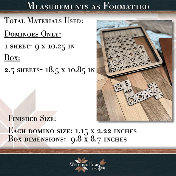 Dominoes Game Set with Box - Laser Ready Design - Welcome Home Custom